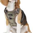 Funfox Dog Harness No Pull, Adjustable Pet Vest Harness, Super Soft Material with Vertical Handle Easy Control, Reflective Night Walking, 2 Leash Clips for Medium Sized Dogs, Camo Brown, M