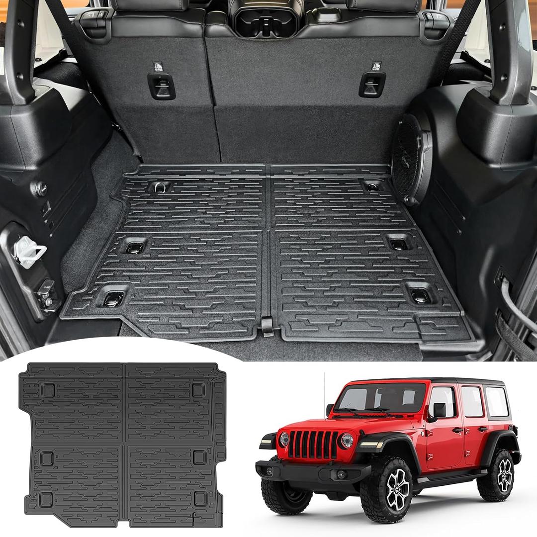 Cargo Mat Compatible with 2018-2025 Jeep Wrangler JL Unlimited 4 Door 4X4, Cargo Liner Rear All-Weather Protection Trunk Liner for 2024 Jeep Wrangler JL/JLU Accessories