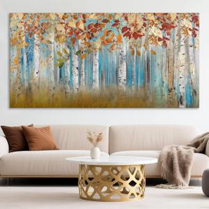 YCPRIMER Birch Tree Canvas Wall Art Landscape Yellow Picture Wall Decor for Living Room Large Bedroom Wall Decor Above Bed Artwork for Walls 2958IN (Brown)