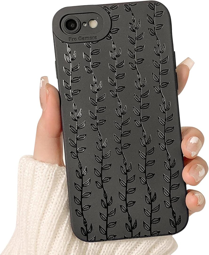 Lovmooful Compatible for iPhone 7/8/SE2/SE3 Case Cute Long Vine Black Design for Girls Women Soft TPU Shockproof Protective Girly for iPhone 7/8/SE2/SE3-Vine