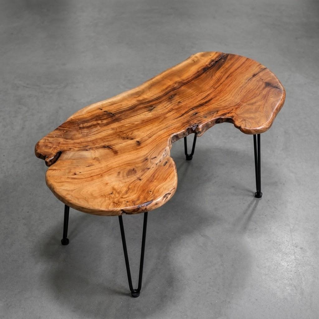 Natural Wood Coffee Table, Live Edge Coffee Table for Living Room, Unique Desktop  (40" x 20")