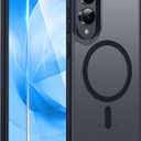 FNTCASE for Samsung Galaxy S25 Edge Case: [Compatible with Magsafe] Translucent Matte Cases with [Screen Protector] Military Grade Shockproof Protective Magnetic Phone Cover (Black 6.7 inch)