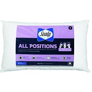 Sealy All Positions Cotton Pillow, King, White