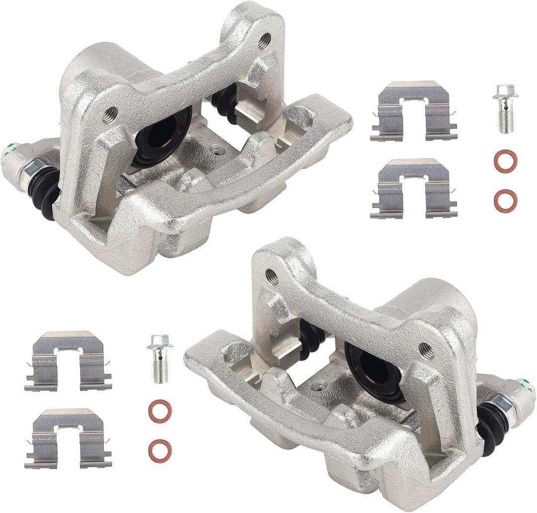 KUSATEC 19B6456 19B6457 Rear Disc Brake Caliper with Bracket fit for 2011-2015 Hyundai Sonata, Kia Optima; Both Left and Right side