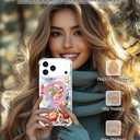 for iPhone 17 Pro Case Magnetic Clear Design,Compatible with MagSafe,Kickstand Vertical/Horizontal,Shockproof Airbag Bumpers Phone Cover - Red Rose Peony Floral