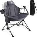 EVER ADVANCED Padded Hammock Camping Chair, Oversized Heavy Duty Swing Chair with Detachable Cup Holder, Portable Folding Rocking Camping Chair, Support Up to 400lbs, 31.5 inches