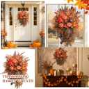 Norme 23" Thanksgiving Basket Wreath for Front Door Fall Wreath for Front Door Fall Artificial Rattan Hanging Basket, Pumpkin and Pine Cones Autumn for Harvest, Thanksgiving, Home Decor