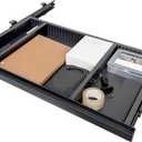 Under Desk Drawer Storage, Black With Adjustable Space Divider, Hidden Slide Out Drawer Tray, Waterproof Office Sit Stand Desk Caddy for Pencil Storage