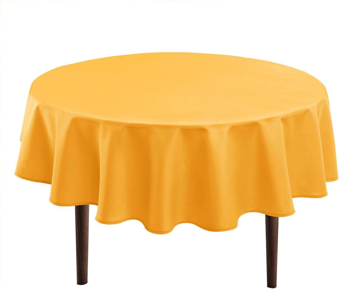 Orange Yellow Round Tablecloth, 80 Inch, 1 Pack | Waterproof, Spillproof,Stain Resistant, Washable Fabric Table Cloth, Table Cover for Dining Room/Kitchen/Party