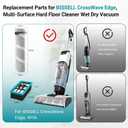4111A Replacement Brushes and Filters for Bissell CrossWave Edge, Multi-Surface Hard Floor Cleaner Wet Dry Vacuum with Zero-Gap Edge Technology, 3 Pack Brushes and 3 Pack Filters