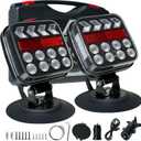 Wireless Trailer Lights with Strobe Mode, Magnetic Wireless Tail Lights for Trailer, USB-C Rechargable 120 Rotatable Tow Light Kit for Truck, RV, Camper, Van, Boat, IP67 Waterproof (Black)