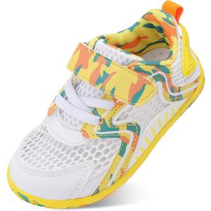 L-RUN Barefoot Skin Shoes for Sports Sneakers for Kids Girls Boys Tennis Shoes Athletic Sneakers White M US 5-5.5 Toddler (Yellow)