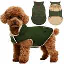 ASENKU Warm Dog Winter Coat, Waterproof Dog Coat for Cold Weather, Fleece Dogs Jacket with Ultra Thick Plush Lining Leash Hole Storage Pockets for Small Dogs (Green, Small)