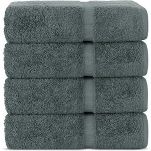 Chakir Turkish Linens | Hotel & Spa Quality 100% Cotton Premium Turkish Towels | Soft & Absorbent (4-Piece Bath Towels, Dark Gray)