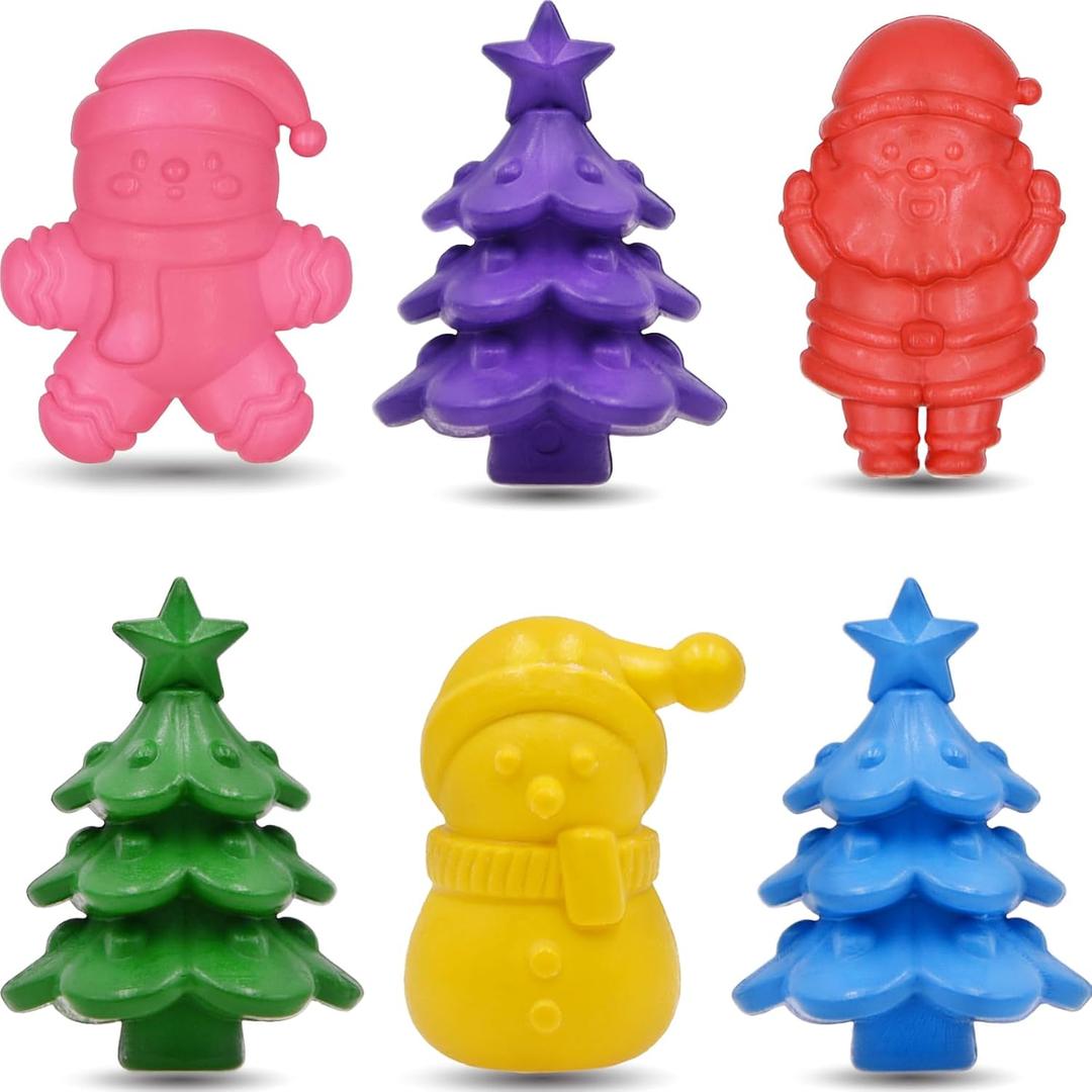 3 x 6 Pack Christmas Mini Crayons Toys, 6 Colors Christmas Tree Snowman Santa Crayons for Boys Girls Boys Christmas Stocking Stuffers Birthday Party Favors Gifts