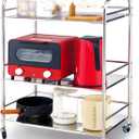 susunnus Stainless Steel Cart with Wheels 3 Tier,Stainless Steel Kitchen Cart,Utility Cart,Metal Cart with Wheels,Suitable for Various Occasions,Movable,Gift Tools