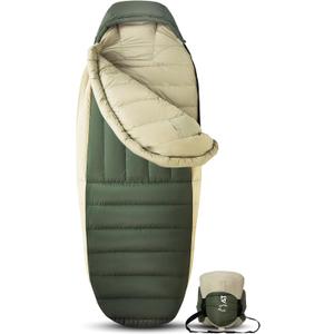 ATEPA Down Sleeping Bag for Adults, 700FP 0 Degree Mummy Cold Weather Lightweight Wide Sleeping Bag with Compression Sack for Camping, Outdoor (3 Season 25 Green)