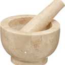 Cilio Champagne Marble Mortar and Pestle, 4-Inch, Cream
