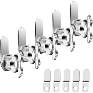5/8 Inch Thumb Operated Offset Cam Lock, 5Pcs Keyless Compartment for RV, Cabinet Mailbox Drawer Latch, 100% Metal Replacement Cylinder for Storage Door, Camper, Vehicles