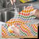 Groovy Retro Wavy Checkered Orange Placemats Set of 6 Place Mats for Kitchen Table Washable Farmhouse Linen Table Mats Dining Decoration 12x18 Inch