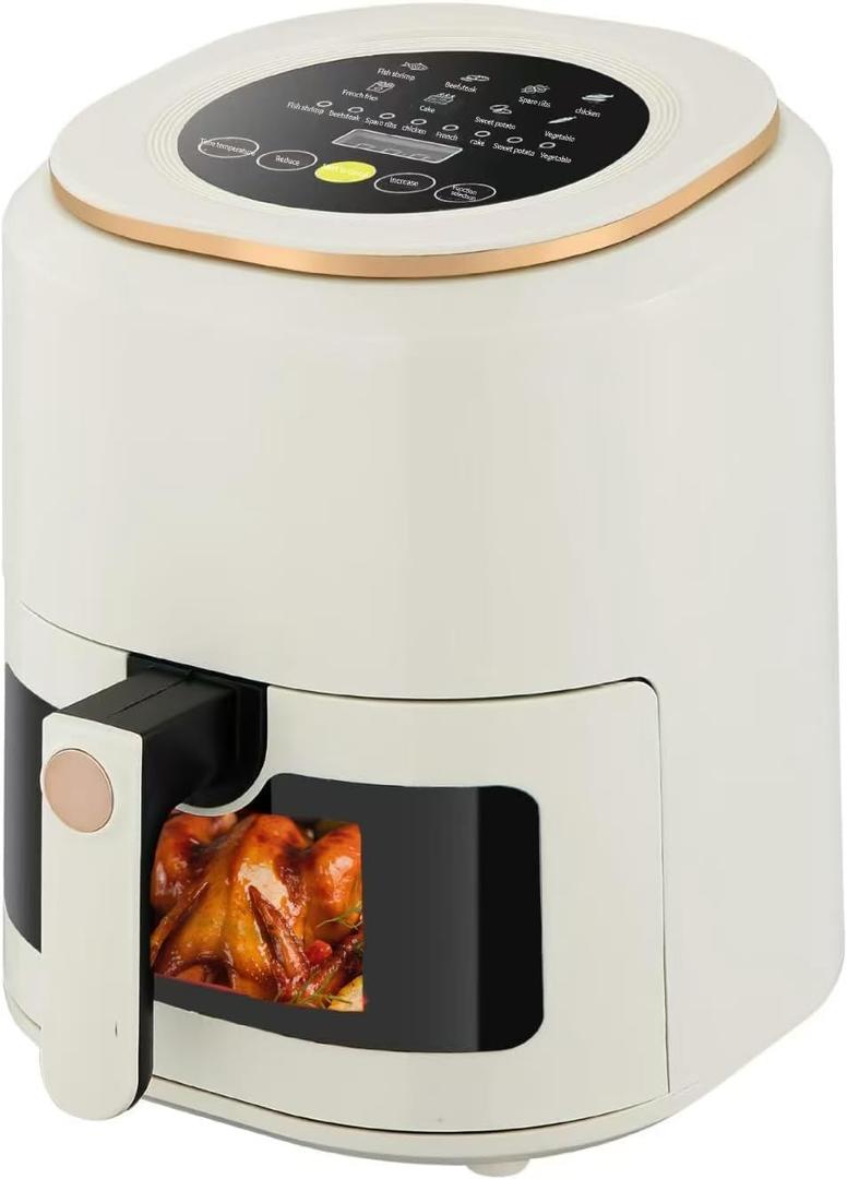 7QT Household Air Fryers,6-in-1 stainless steel air fryer,95% Less Oil Air Fry, Broil, Bake,Dishwasher be Applicable (White)
