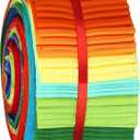 Tegeme 40 Pcs Rainbow Jelly Fabric for Quilting, Japanese Roll up Cotton Strips Solid Colors Patchwork Roll, 2.55 Inch Patchwork Fabric Bundle for Sewing DIY Crafts (Sand Beach Style)