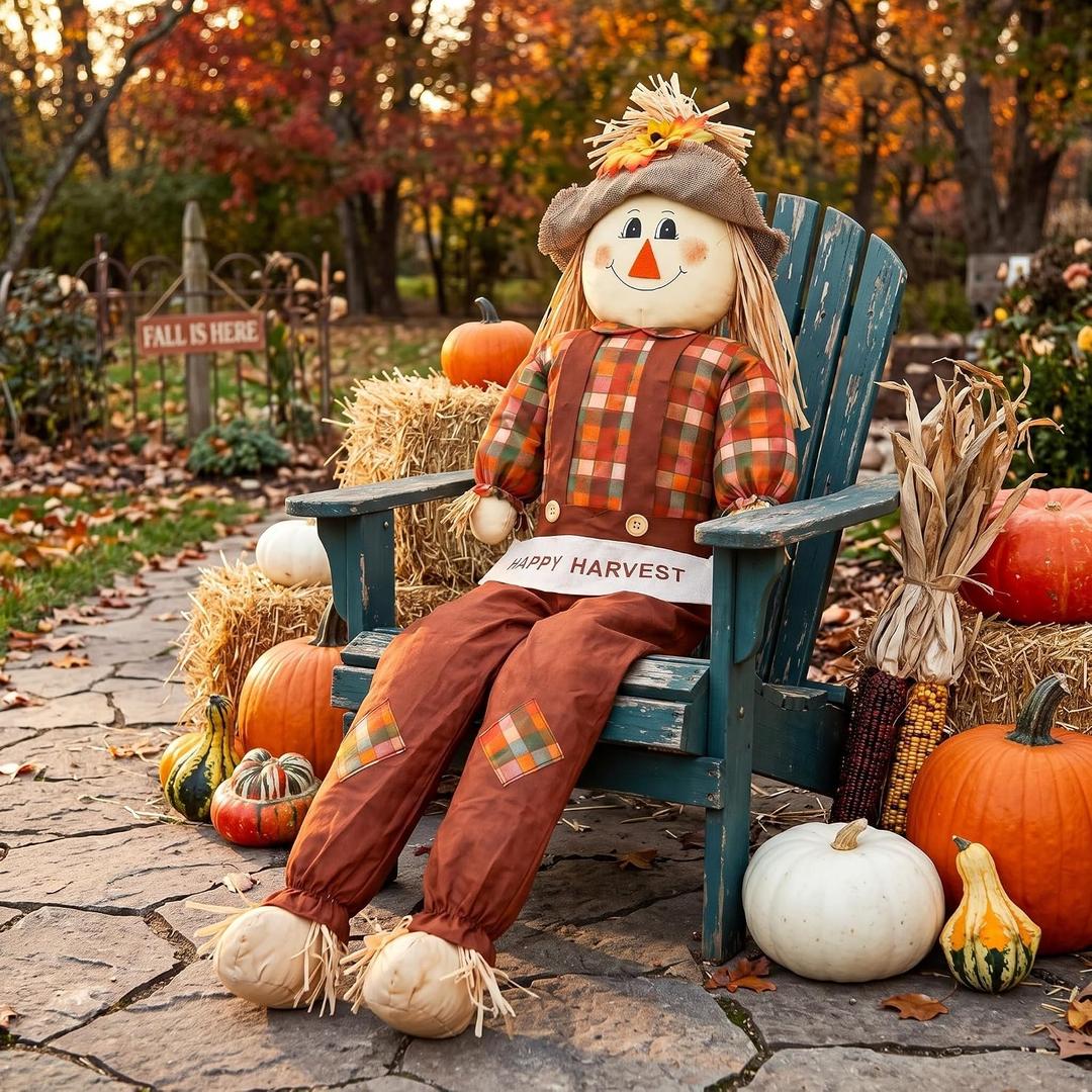 Shappy 60 Inch Large Scarecrow Fall Outdoor Porch Yard Garden Decoration