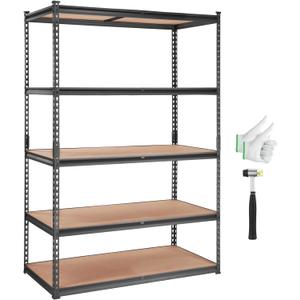 VEVOR Storage Shelving Unit, 5-Tier Adjustable Storage Shelves, 48" L x 24" W x 72" H Heavy Duty Garage Storage Shelves, Metal Shelves for Kitchen Pantry Basement Bathroom Laundry