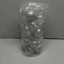 30ct Christmas Ball Ornaments-60mm/2.36" Shatterproof Clear Plastic Xmas Balls Baubles Set with Stuffed Delicate Sparkling, Hanging Christmas Tree Decorations (Silver)