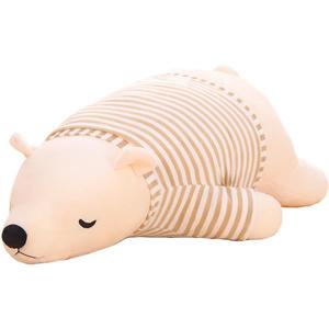 MMTTAO Stuffed Polar Bear Animal Plush Toy 14 Inch Small White Sleeping Bear Animal Stuff Soft Plushies Cute Dolls Collection Huggable Throw Pillow Cushion Gifts for Kids Children Boys Girls, 14Inches