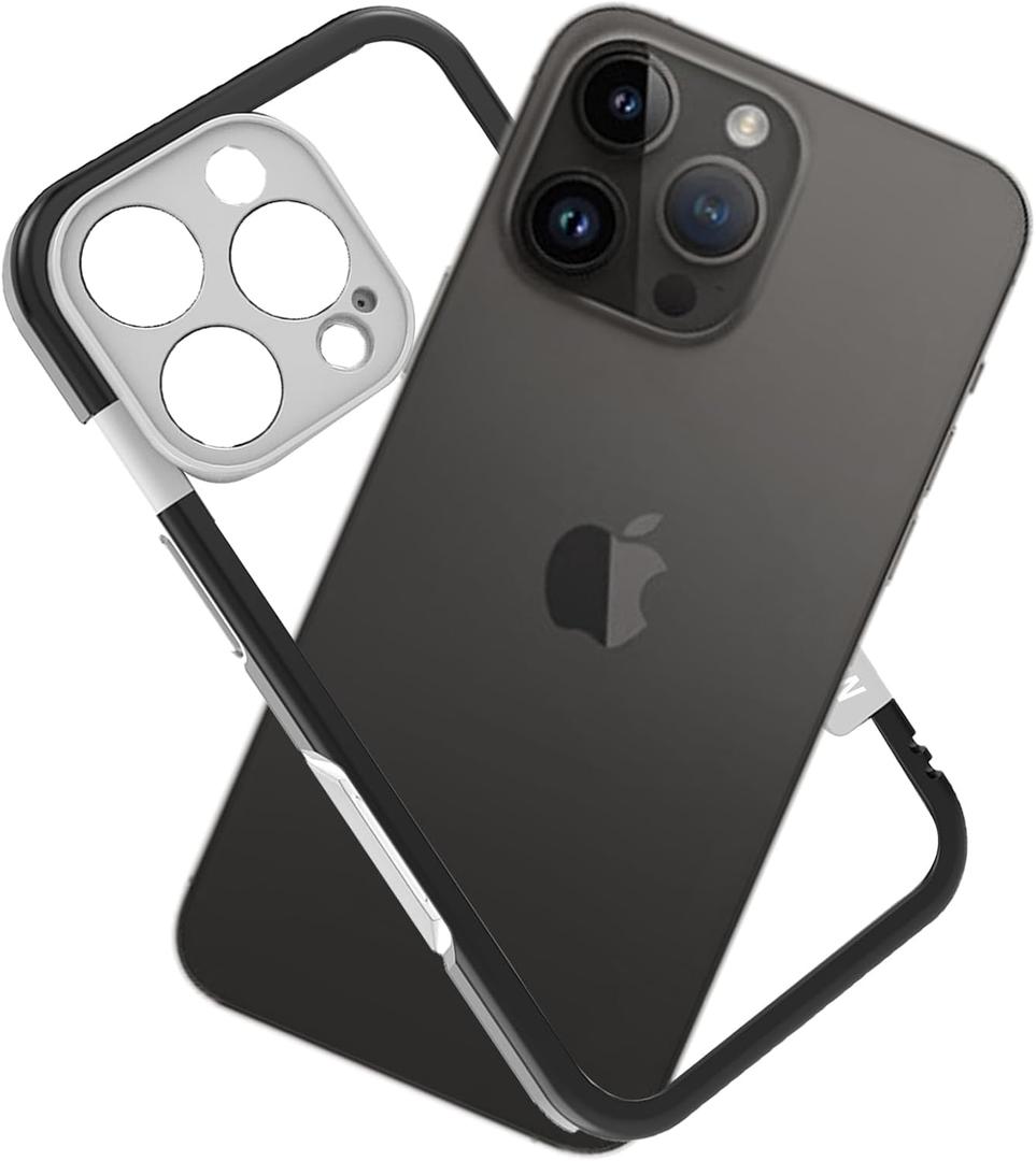 KUGEW for iPhone 16 Pro Max Bumper Case No Back, Built-in Camera Cover & Compatible with MagSafe, Slim Lightweight TPU+PC Bumper Frame Cover Backless Shockproof Excellent Heat Dissipation (Black)