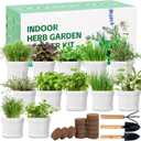 12 Herb Garden Kit Indoor - 42 Pcs Complete Kitchen Window Herbs Seeds Growing Starter Set Kit Gardening Gift Birthday Housewarming Christmas Gift for Women Her Mom Men Home Chefs Gardener Beginner