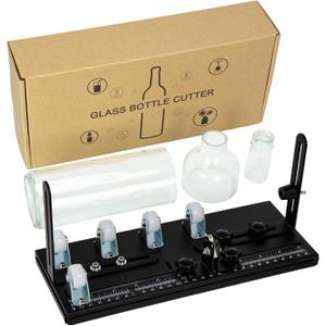 MiiMoo Glass Bottle Cutter, Upgraded Dual-Baffle Glass Cutter Kit for Cutting Round, Square Bottles and Bottlenecks, Suitable for Bottles of Wine, Beer, Whiskey, Champagne