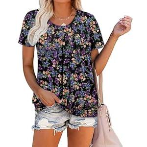 ZOLUCKY Womens Casual Short Sleeve Tunic Tops Scoop Neck T Shirts Summer Loose Fit Tunics 