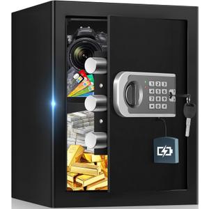 1.8 Cuft Safes for Home, Security Safe Box with Fireproof Waterproof Money Bag, Home Safes with Electronic Keypad Spare Key, Smart Alert, Digital Safety Box for Documents Valuables Jewelry