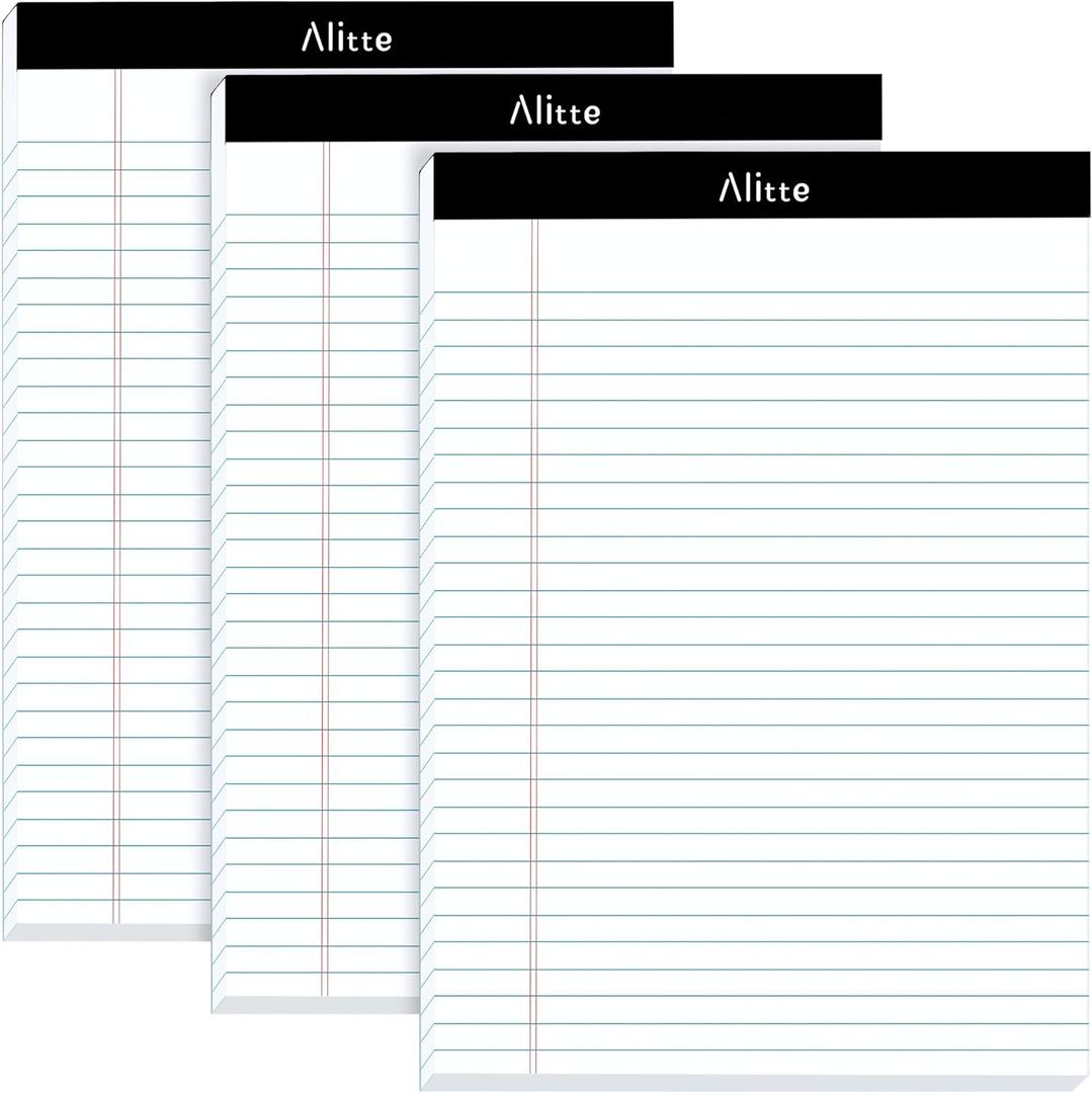 Legal Notepads 8.5 x 11, Pack of 3 - Perforated Wide Ruled Writing Pad - Premium Thick Paper, No Ink Bleeding - Blank Legal Pads For Home, Office, School, Business - 50 Sheets Per Notebook (White)
