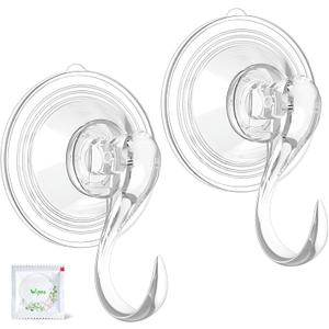 VIS'V Wreath Hanger, Large Suction Cup Wreath Hooks with Wipes, Heavy Duty, 22 LB Capacity, Removable and Reusable, Clear, 2 Pcs