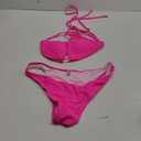 Women Two Piece Swimsuit Sexy Swimwear Halter String Triangle Bikini Sets M, Rose Red