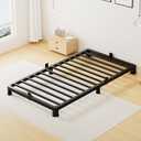 Superay 4 Inch Twin Bed Frame Low Profile, Heavy Duty Metal Platform Bed Frame with Round Corner Legs, Sturdy Mattress Foundation, No Box Spring Needed, Easy Assembly, Noise Free, Black