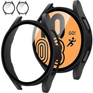 Tensea [2Pack for Samsung Galaxy Watch FE 2024/5 2022/4 2021 Screen Protector Case 40mm Accessories, Protective Face Cover Built-in Tempered Glass Film Bumper Case (40mm, Matte Black)