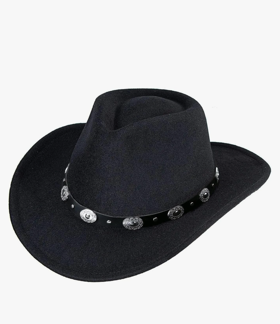 INOGIH Women Men Western Cowboy Cowgirl Hat Fedora with Pull-on Closure Outdoor Wide Brim Fedora Hat (M)