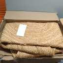 HOMEMONDE 8ft Round Natural Jute Rug - Handwoven Braided Reversible Vintage Area Rug Farmhouse Rustic and Bohemian Eco Friendly Home Dcor for Bedroom, Living Room and Kitchen