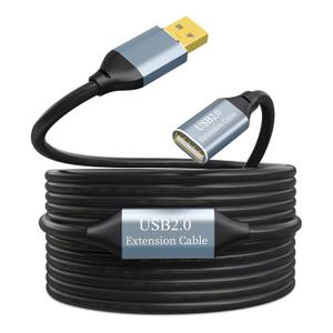 Active USB Extension Cable 50FT, USB 2.0 Type A Male to A Female Cord, High Speed 480 Mbps with 2 Extension Chipsets Signal Booster Repeater Cable-50FT