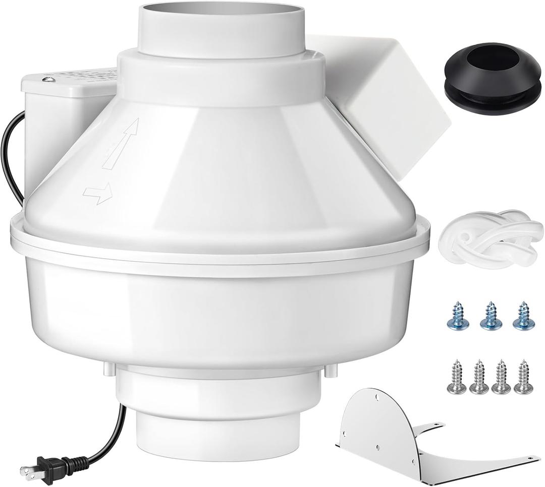 Dryer Booster Fan with Auto On/Off Pressure Sensor-4 DBF 110 Inline Dryer Vent Booster for Long Duct Runs for Indoor/Outdoor, Reduces Drying Time & Lint Buildup 167 CFM