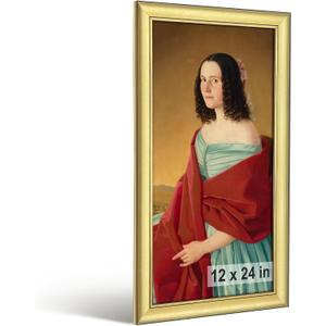 HLiWEGNS Brushed Gold 12x24 Frame Poster Frame with Brushed Gold Finish Picture Frame for 12 x 24 Artwork, Canvas Prints, Puzzles, and Wall Decor