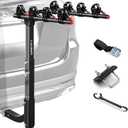 4 Bike Rack Bicycle Carrier Racks Hitch Mount Double Foldable Rack for Cars Truck SUV Fits 2" Receiver, Tie Down Strap, Anti-Rattle Hitch Tightener & Bicycle Cross-bar Adapter for Kids Bike