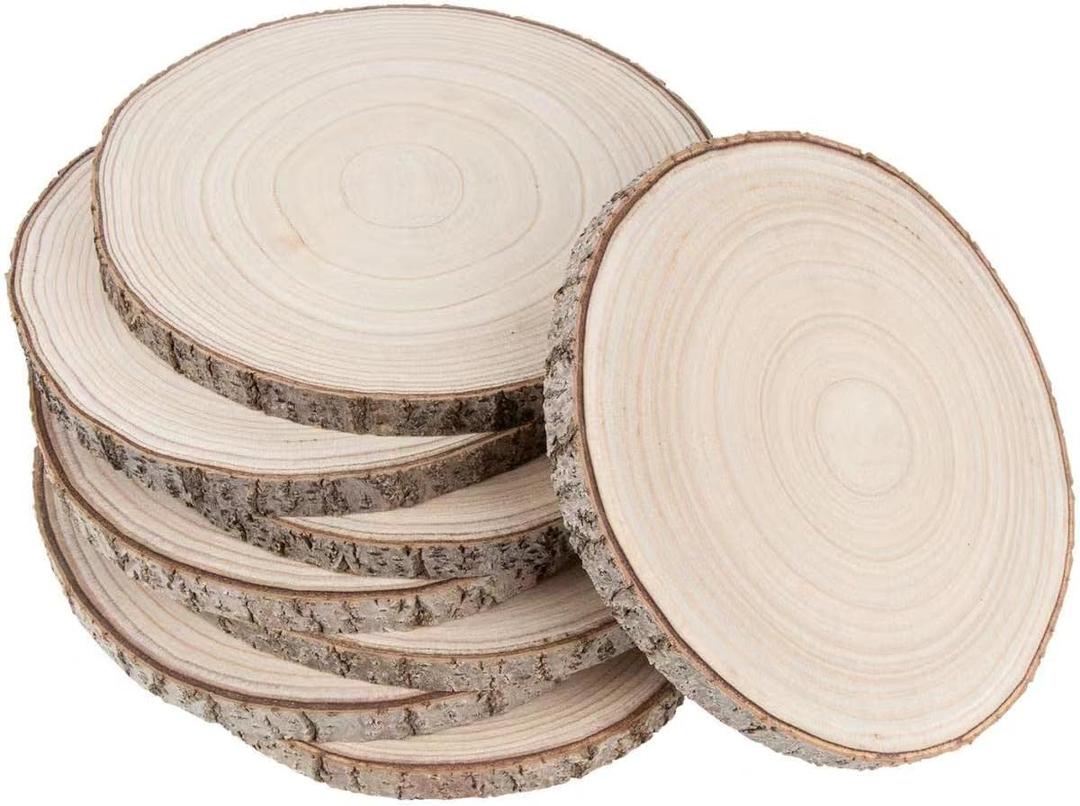Maputune 8 Pcs 11-12 in Large Unfinished Wood Slices for Centerpieces, Natural Rustic Wooden Plate for DIY Craft, Round Wood Chips for Signage Painting Wedding Party Christmas Decor