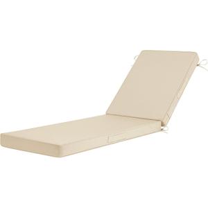Basic Beyond Chaise Lounge Cushions Outdoor, 3-Layer Waterproof Outdoor Furniture Cushions with Removable Cover and 4 Ties, 72"x21"x3" Patio Lounge Chair Cushions for Outdoor Furniture, Beige