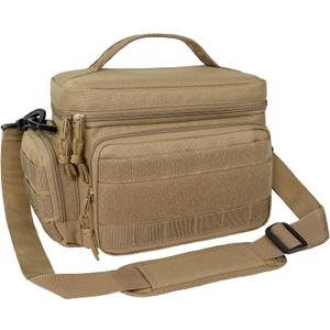 opux Tactical Lunch Box for Men, Tan Mens Insulated Lunch Bag for Adult, Leakproof Soft Lunch Cooler with MOLLE Mesh Side Pockets, Multicam Heavy Duty Lunchbox Pail for Work Women, Medium 10 Cans (Medium - 10x7.5x6.5 Inches)