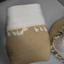 2 Pack Woven Storage Bin, Cotton Rope Basket for Storage, Clothes Boho Basket Bin for Organizing, Fabric Basket for Books, Plants, Pet Treats, White & Jute